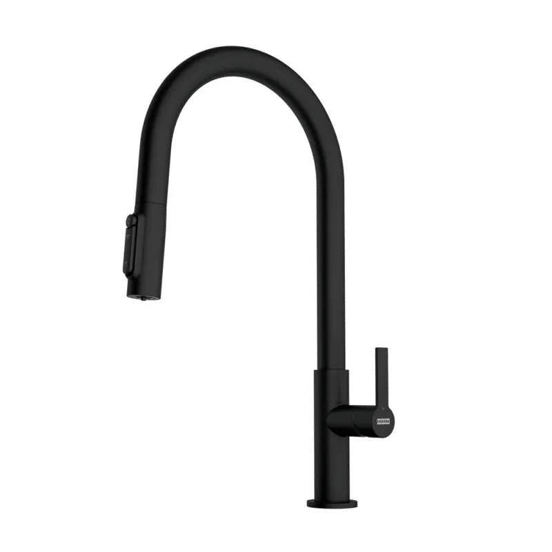 Franke Maris Slim Clear WaterJ Pull Out 3 Way Kitchen Mixer, Single Lever, Black
