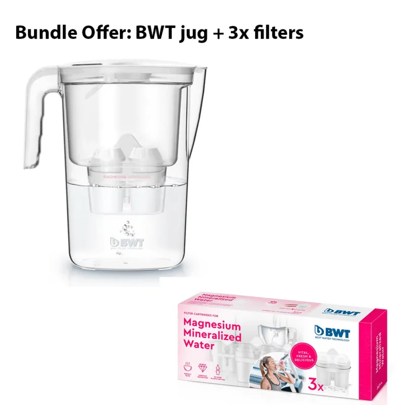 Bundle: BWT Vida Water Filter Jug + Filter Cartridges (Pack of 3) (Worth: €34.80)