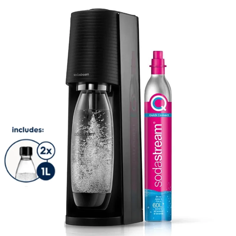OFFER: Value Pack SodaStream Terra Fizzy Drink Maker, Black, Includes 2x 1L Bottles (Worth: €96.80)