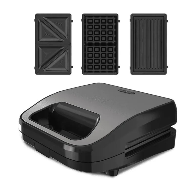 Black+Decker ES9680170B Sandwich Toaster, 3 Interchangeable Plates
