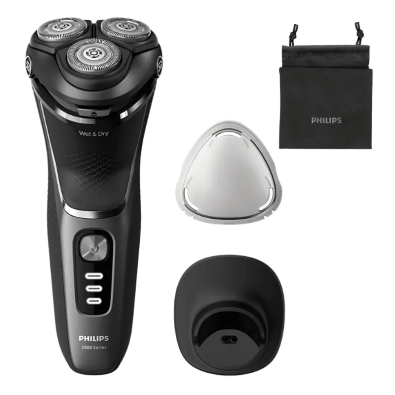 Philips Wet & Dry Electric Shaver 3000, Protection Cap, Charger Stand