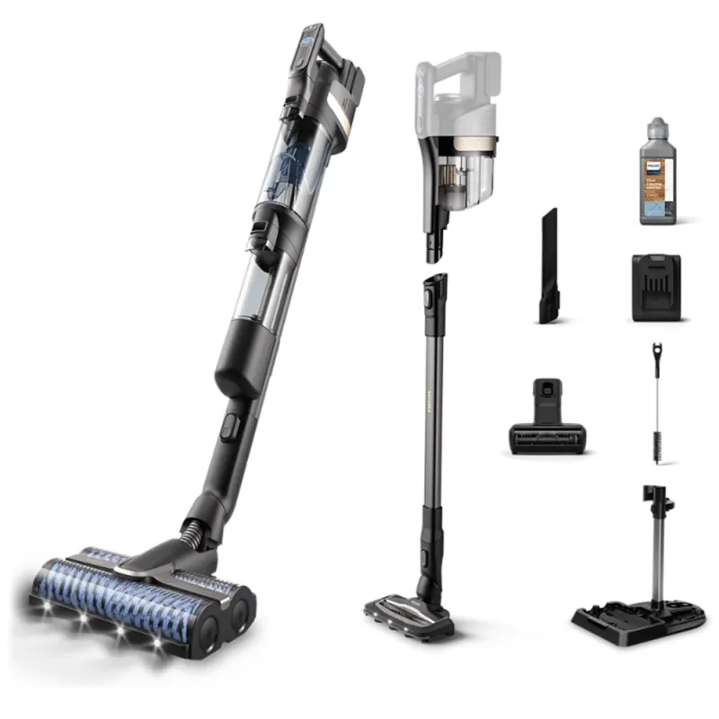 Philips Series 9000 AquaTrio Wet and Dry Cordless Floor Cleaner, Absorption Mode, Vacuum Only Setting, Floor Cleaner LED Brush