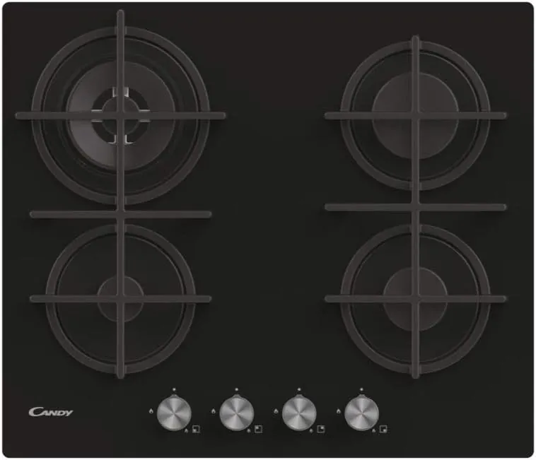 Candy CVG6BR4WPB 60cm 4-Zone Glass Gas Hob