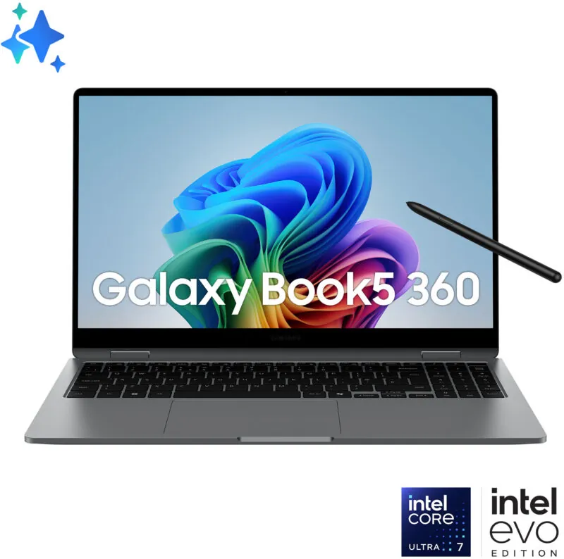 Samsung Galaxy Book5 360 (15.6″, Core Ultra 7, 16GB/512GB) 2-in-1 Laptop, Copilot+ PC Win11 Home