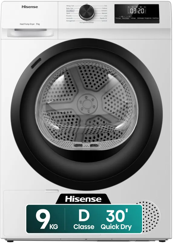 Hisense DHQE900UWDC Heat Pump Tumble Dryer 9Kg Class D