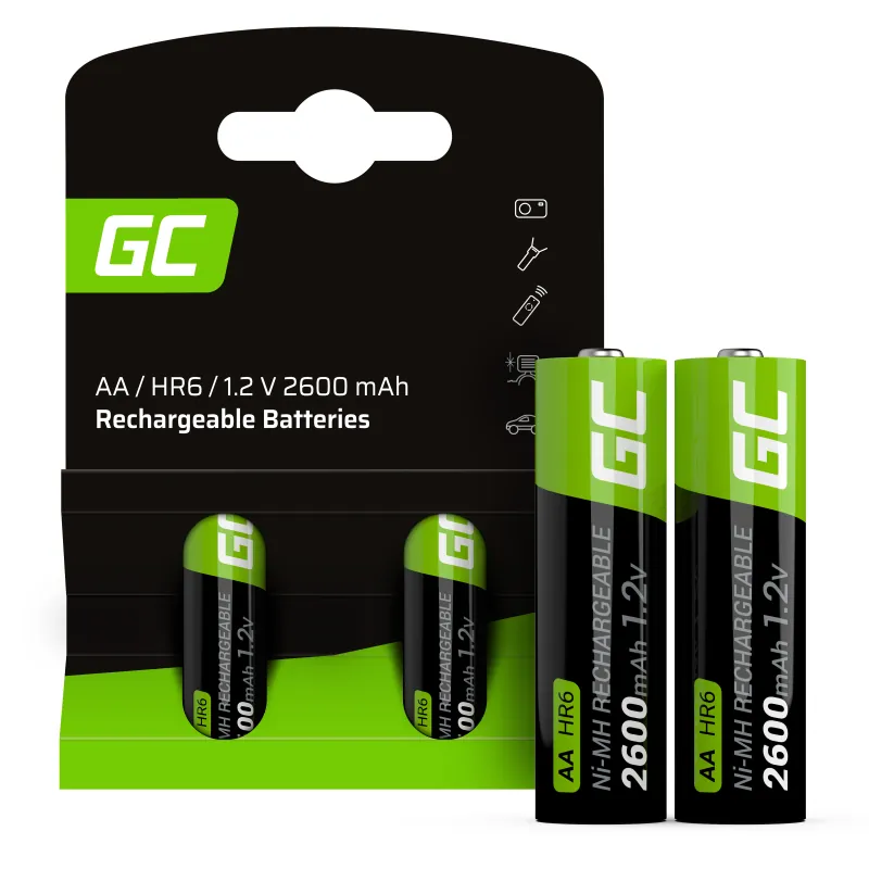 Green Cell Rechargeable 2600 mAh Batteries AA