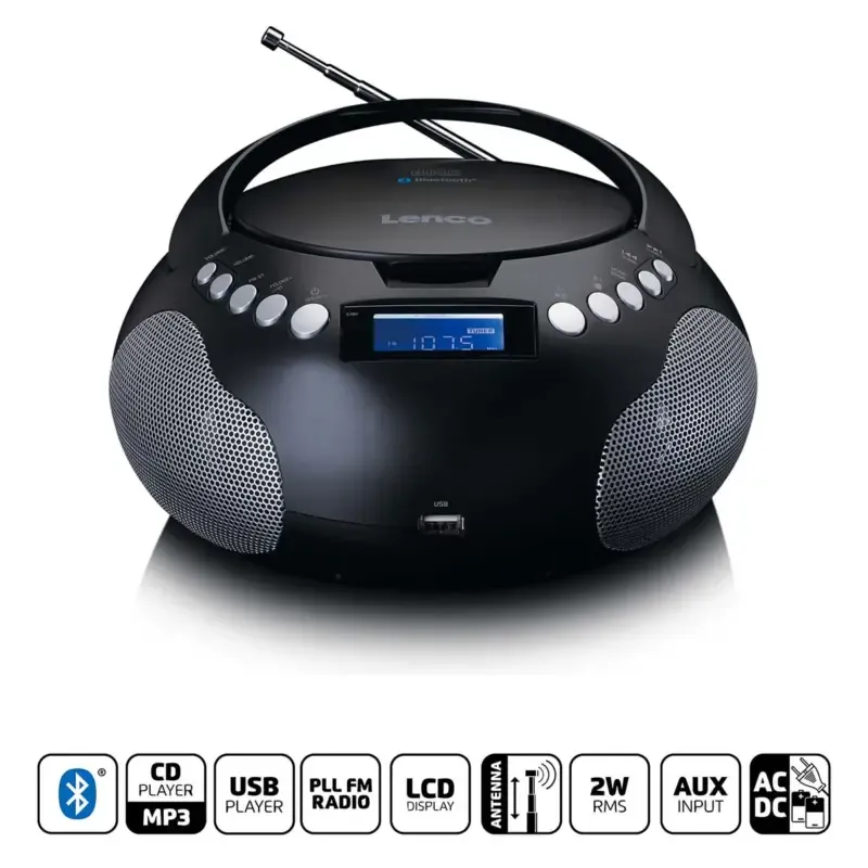 Lenco Portable Radio/CD/MP3 player with USB and Bluetooth®
