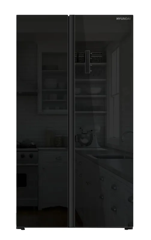 Hyundai Side-by-Side Fridge Freezer – 505L – Black Glass – No Frost – Class E